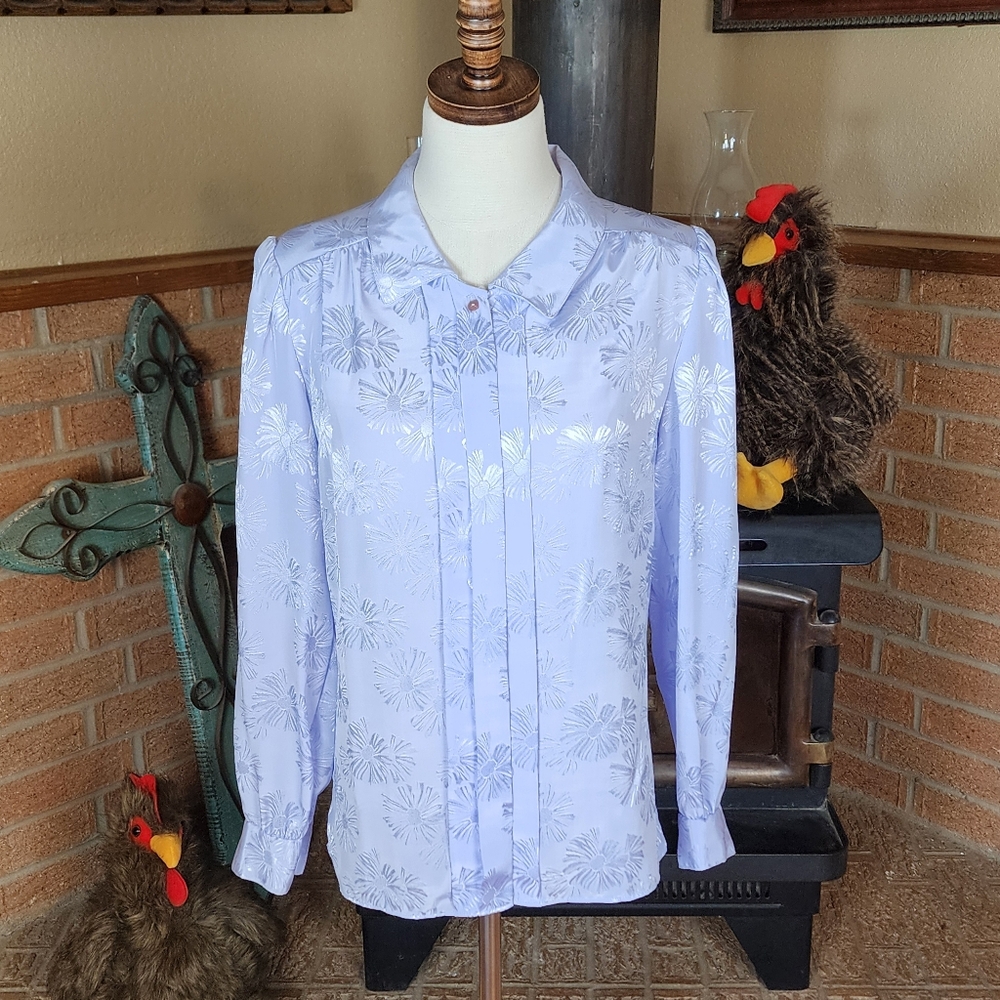 Vintage Laura Mae Button Front Secretary Blouse Size 8